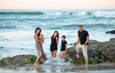 FATHER AND MOTHER PLAYING WITH KIDS OM SEA SITE