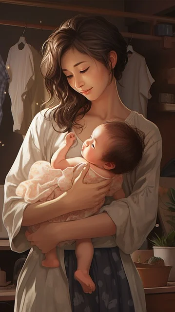A MOTHER FEEDING HER BABY