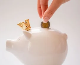 A PERSON SAVING MONEY IN MONEY BOX