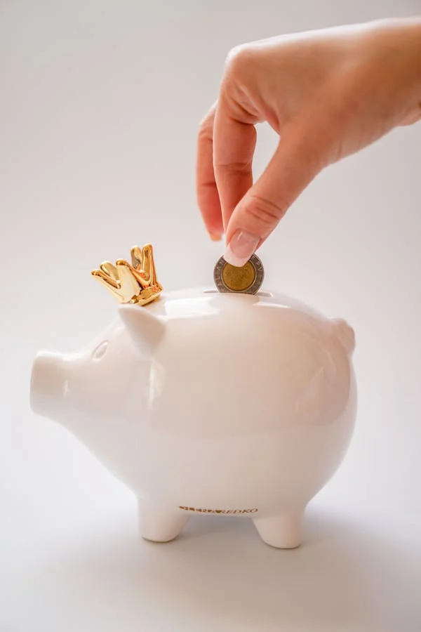 A PERSON SAVING MONEY IN MONEY BOX
