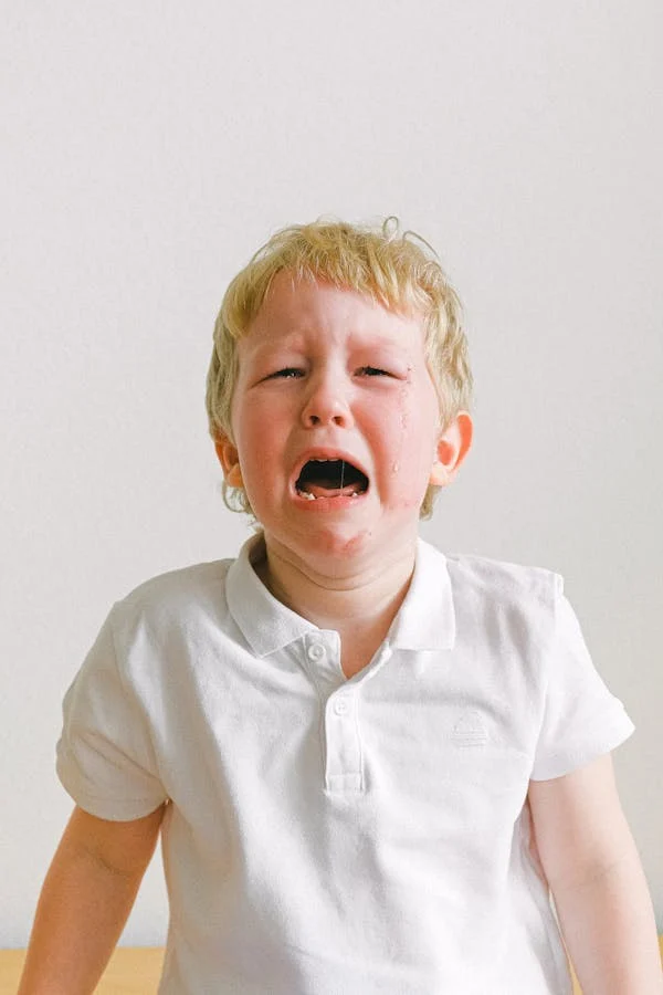 A YOUNG CUTE BOY CRYING SHOWING TODDLER TANTRUM