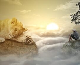 A person sitting on river side having peace of mind